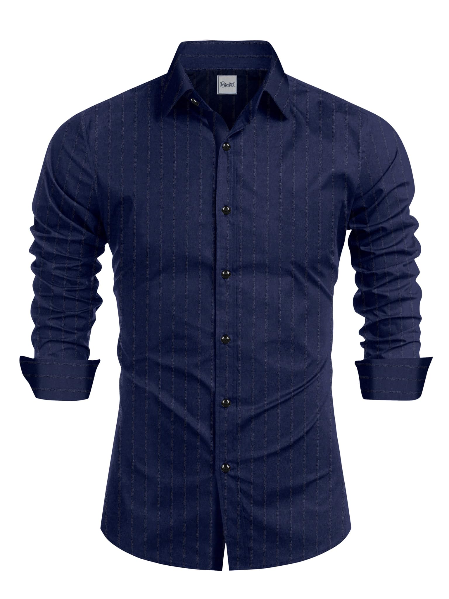 MAYPRATailored Fit Men's Embossed Cotton Fabric with Long Sleeves Premium Casual Shirt for Men