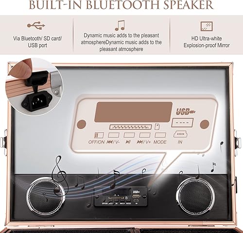 Miniatura 2 de Icoget Mesa de manicura rodante estación de maquillaje con altavoz Bluetooth, escritorio de uñas portátil para enseñar uñas, carrito organizador de