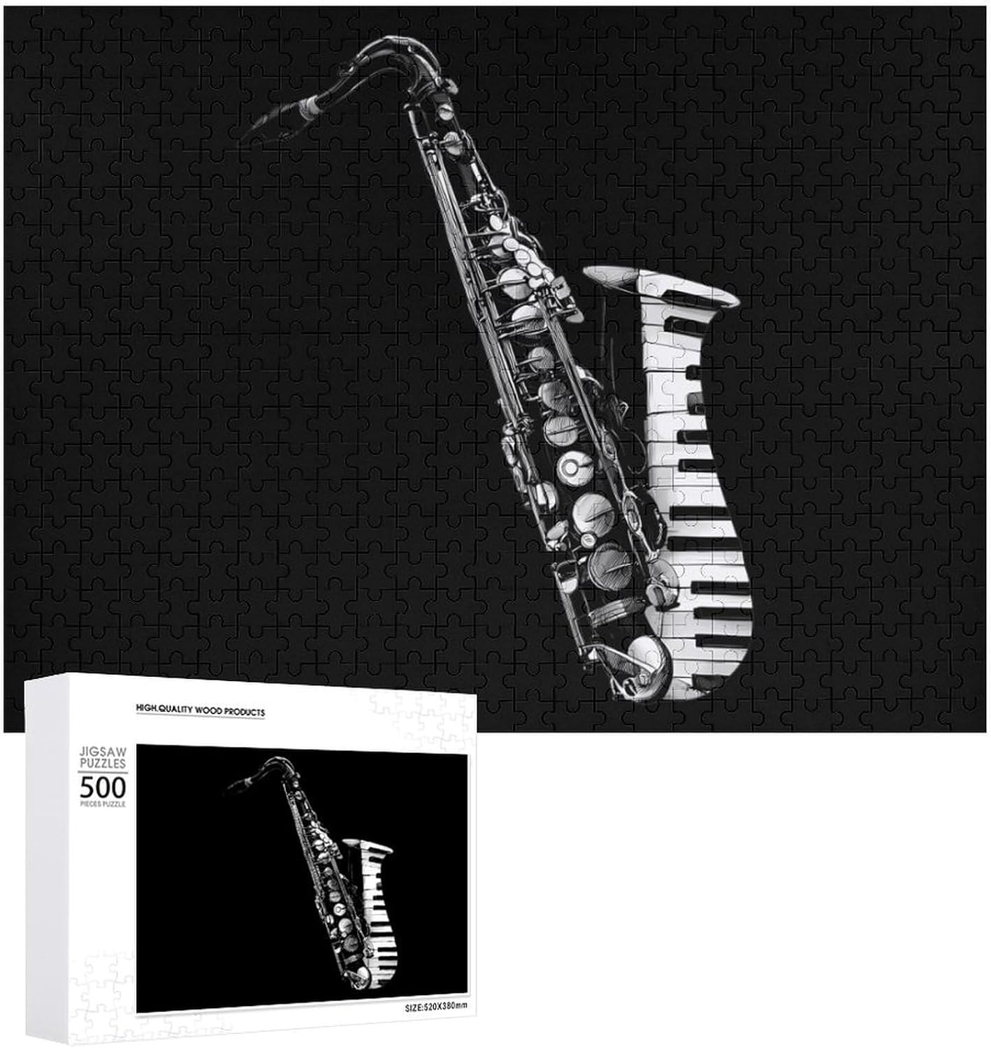 Musical Notes Saxophone Puzzles for Adults 500 PCS Wooden Jigsaw Puzzle Wall Decor Christmas