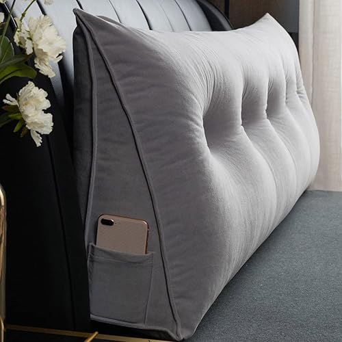 ZZYK Almohada triangular para cabecero, cojín triangular de color sólido, almohada de descanso en cama de lectura, almohada extraíble con soporte de