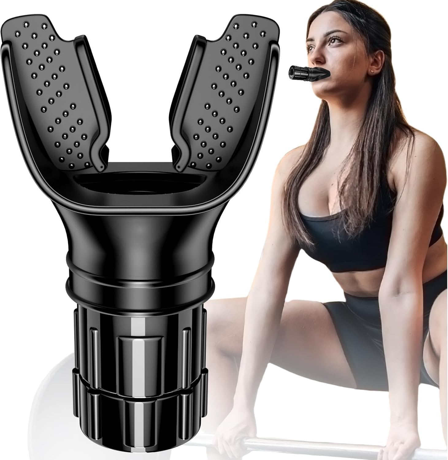 Device with Adjustable Resistance,Running Yoga Exercise Accessories Compact & Ergonomic Mouth Bite Device for Adult-image-42