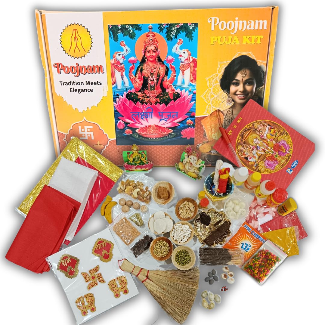 Poojnam Diwali Laxmi Pujan Premium Puja Samagri Kit - 47 Holy Essentials for Auspicious Diwali Celebration | Traditional Pooja Essentials-image-25