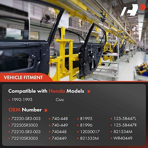 Miniatura 4 de A-Premium Elevalunas manual sin motor compatible con Honda Civic 1992-1995 lado del conductor delantero izquierdo