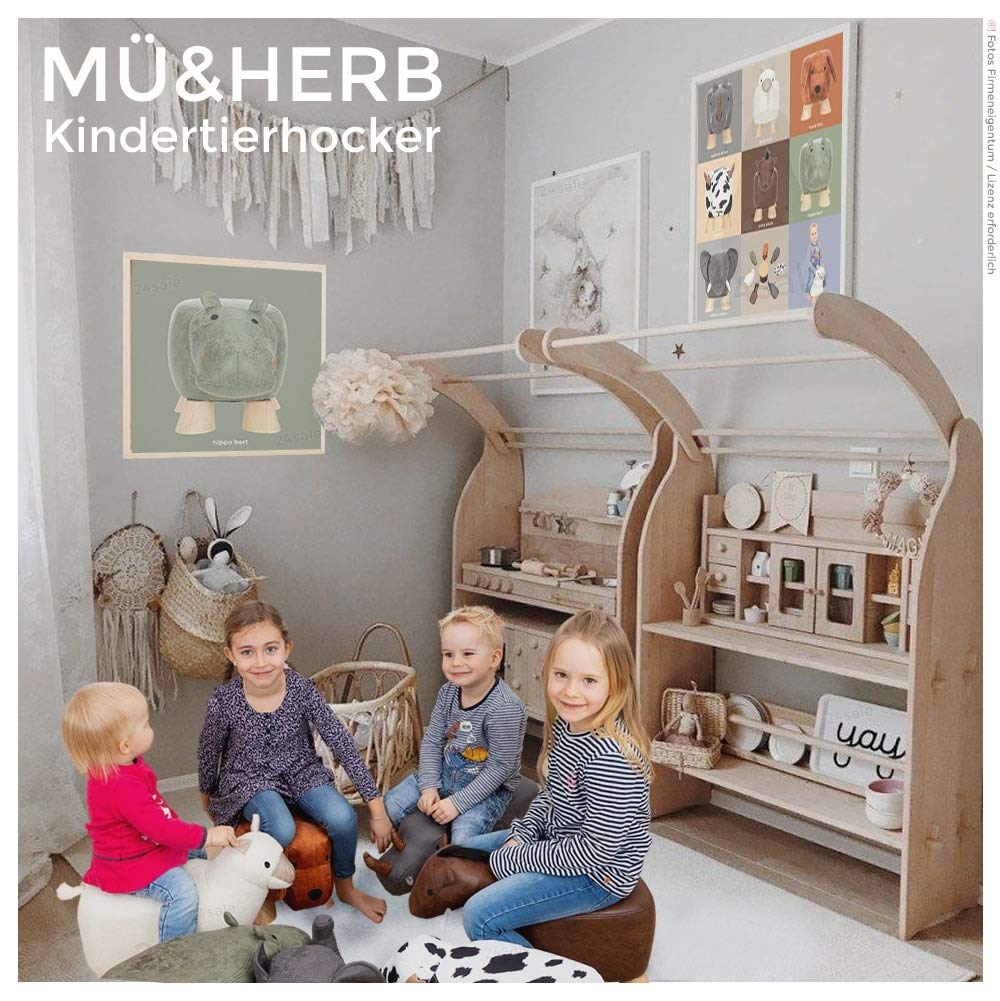 Set Kinder Tierhocker Kinderhocker für Jungen Mädchen ab 2 Jahre Kindermöbel Kinderstuhl Hocker Stockerl Auswahl + Eisbär (Elefant Manni grau)