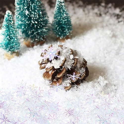 Miniatura 6 de OuMuaMua 1200 decoraciones de confeti de copos de nieve para Navidad, confeti de invierno blanco, paquete de fiesta de nieve para boda, cumpleaños,