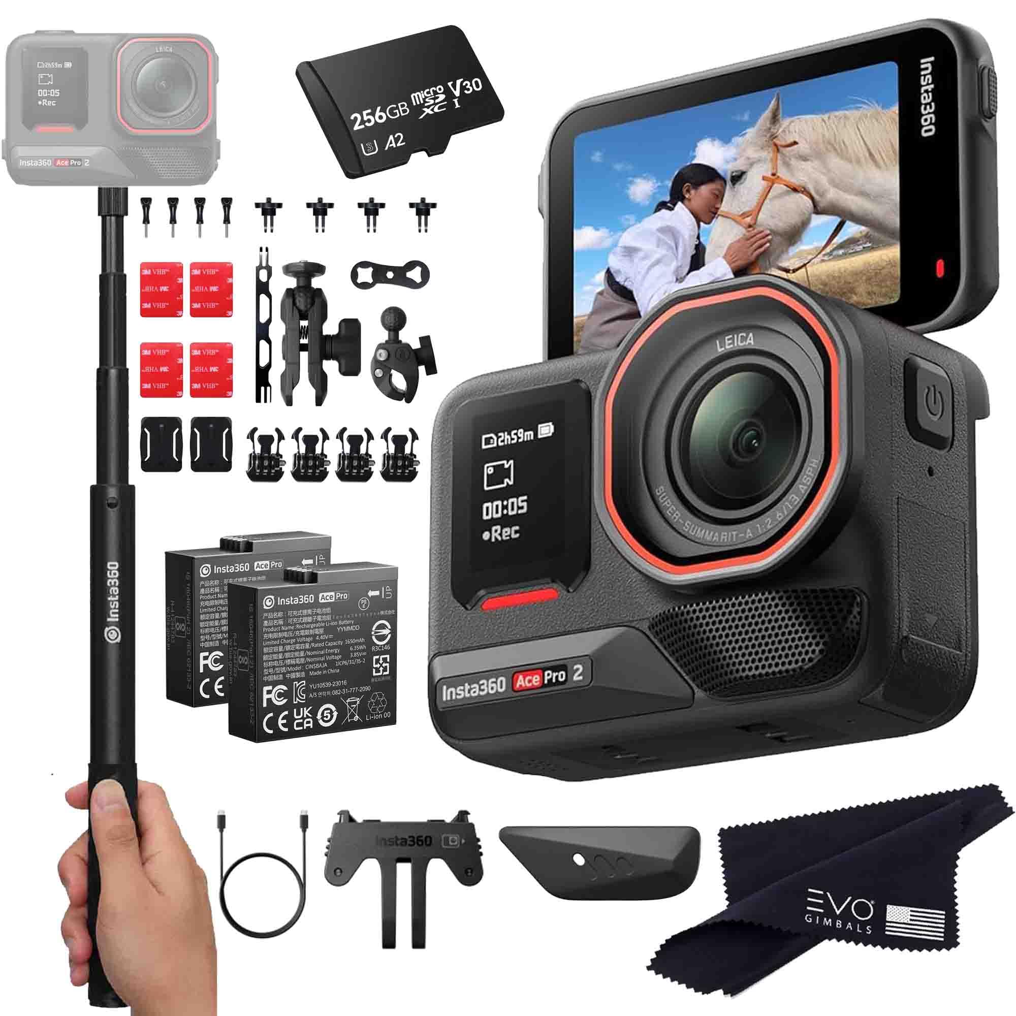 insta360 Ace Pro 2 Motorcycle Bundle- 8K Waterproof Action Camera Co-Engineered with Leica, Flagship 1/1.3" Sensor, 8K30, 2.5" Flip Screen|Includes Motorcycle Bundle, Invisible Selfie Stick (256GB)-image-34