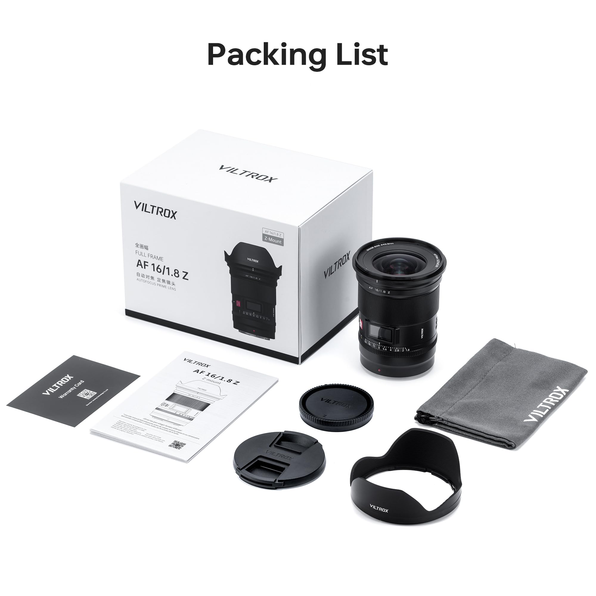 VILTROX 16mm f/1.8 Z Objektiv für Nikon Z-Mount Vollformat Prime Weitwinkel Autofokus Objektiv mit LCD-Bildschirm AF/MF-Schalter, Kompatibel mit Nikon Z Mount Z5 Z50 Z6 Z6II Z7 Z7II ZFC Z30 Z9 Z8