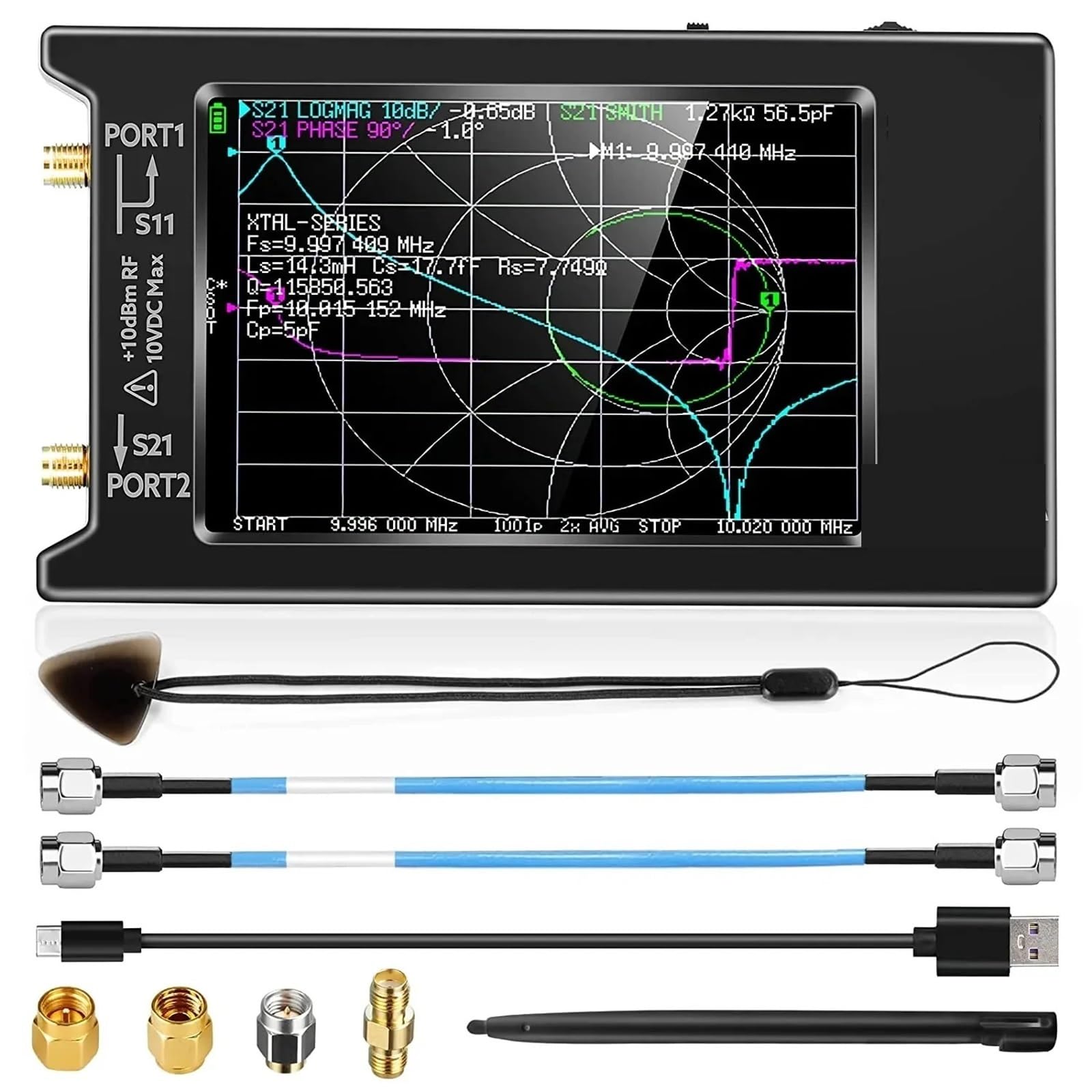 Network Analyzer, VNA 50kHz-6.3GHz Vector Network Antenna Analyzer 4" Measure S Parameters HF VHF UHF SWR Phase Delay Smith Chart