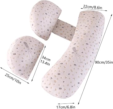GKXLH Pregnancy Pillows for Sleeping with Removable Cover (Gray Spot,Large)