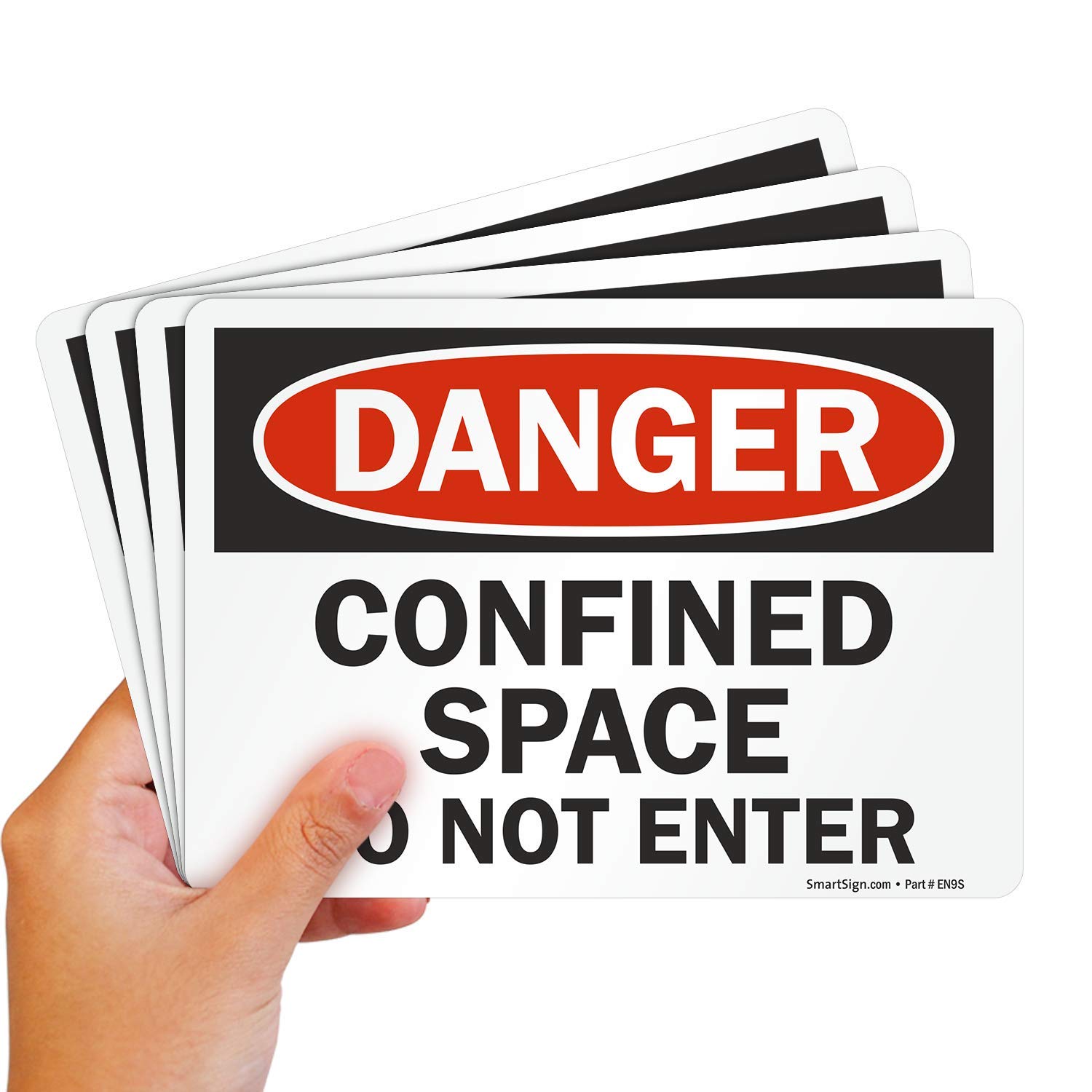 Etiqueta Danger Confined Space Do Not Enter de alta visibilidad, pack de 4 5