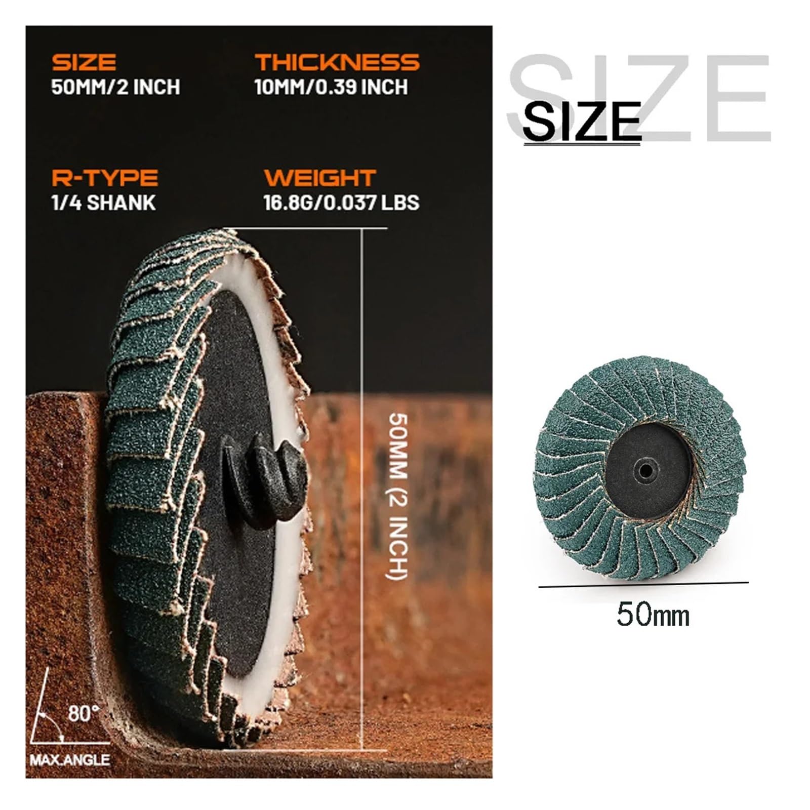 5 Pezzi 50 mm zircone Filetto abrasivo lamellare Disco lamellare lucidatura Mola abrasiva a Cambio rapido for lucidatura sbavatura Superficiale(P60_50MM)