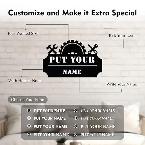 Miniatura 3 de Custom Metal Sign, SpecialOnly Personalized Name Sign, Metal Wall Art for Home Garage Workshop Yard Decor, Gifts for Men Dad Husband Fathers Day