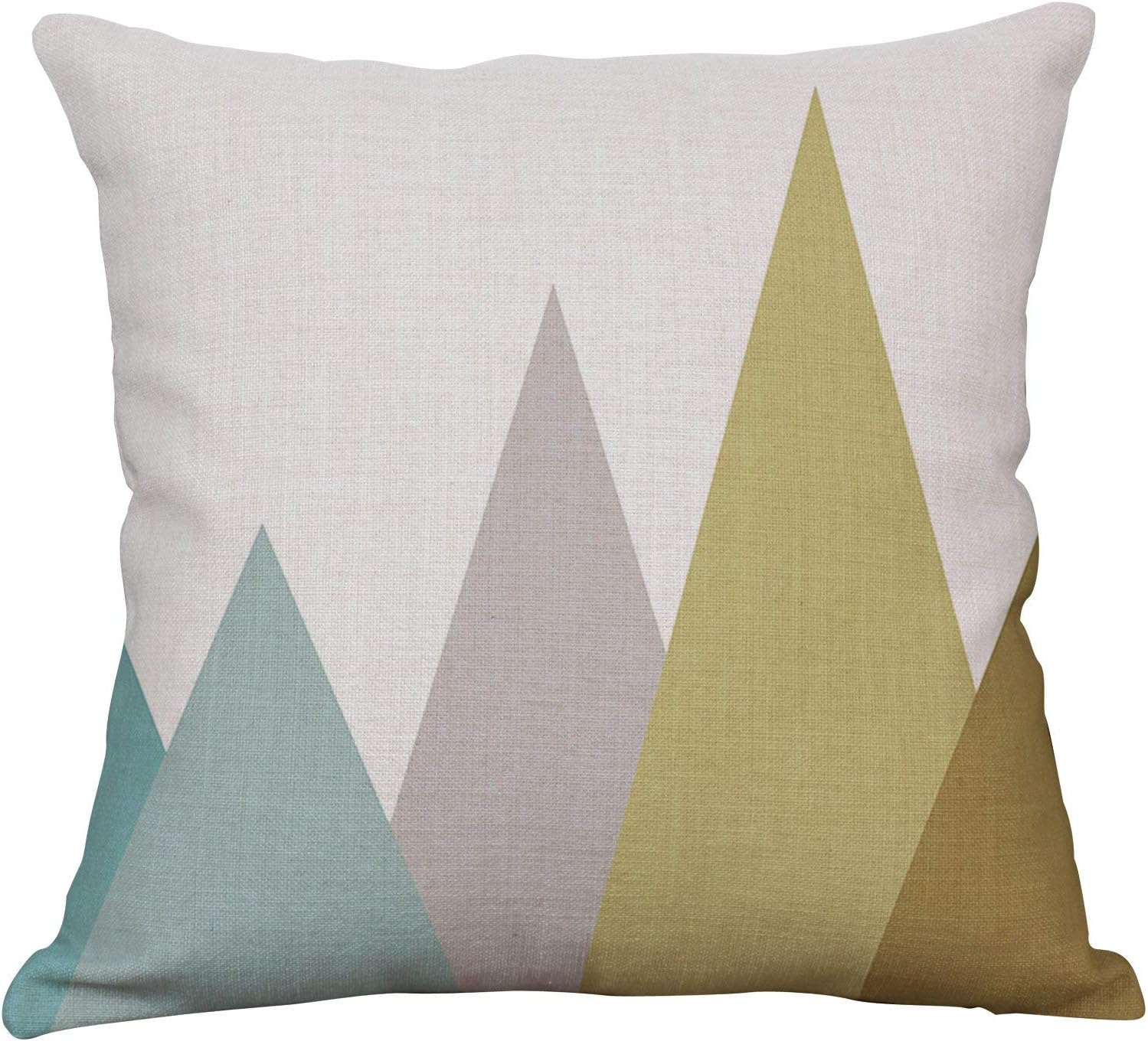 YeeJu Geometric Decorative Throw Pillow Covers Cotton Linen Square Cushion Covers Outdoor Couch Sofa Home Pillow Covers 18x18 Inch