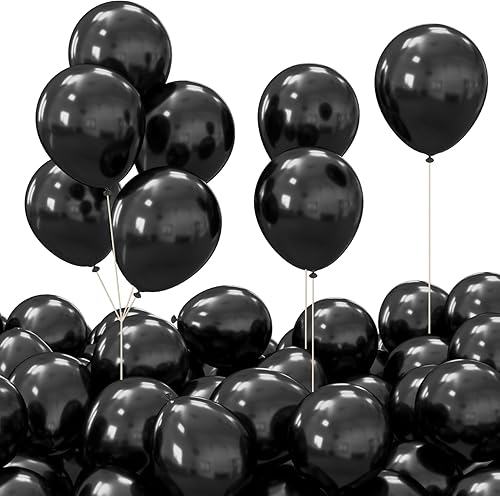 Globos negros para decoración de arco, 60 globos negros de 12 pulgadas, globos mate, globos de cumpleaños para cumpleaños, baby shower, boda,