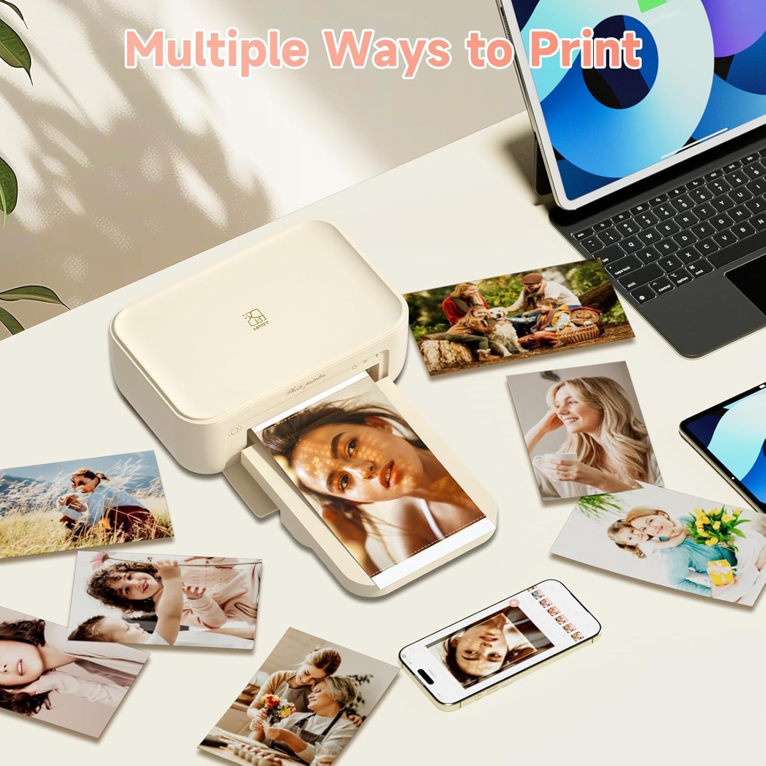 Wi-Fi Photo Printer: Lab-Quality 4x6 Prints, Directly from Your Phone. Portable Photo Printers for Home Use (Printer + 74Sheets + 2 Cartridges)