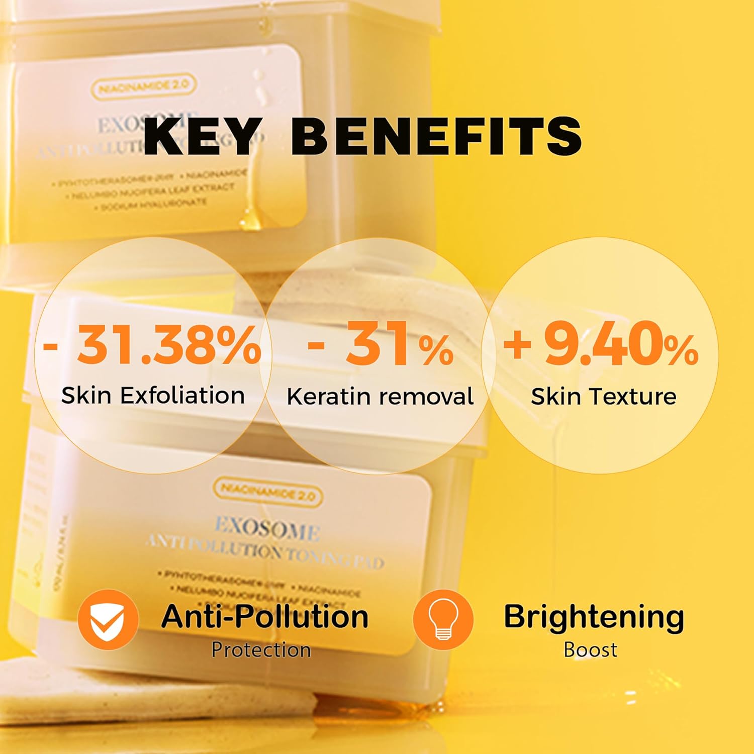 APOTHE Exosome Anti-Pollution Toning Pads with Niacinamide & Lotus – Brightening, Hydrating & Exfoliating, 60 Pads (3.38 fl oz)