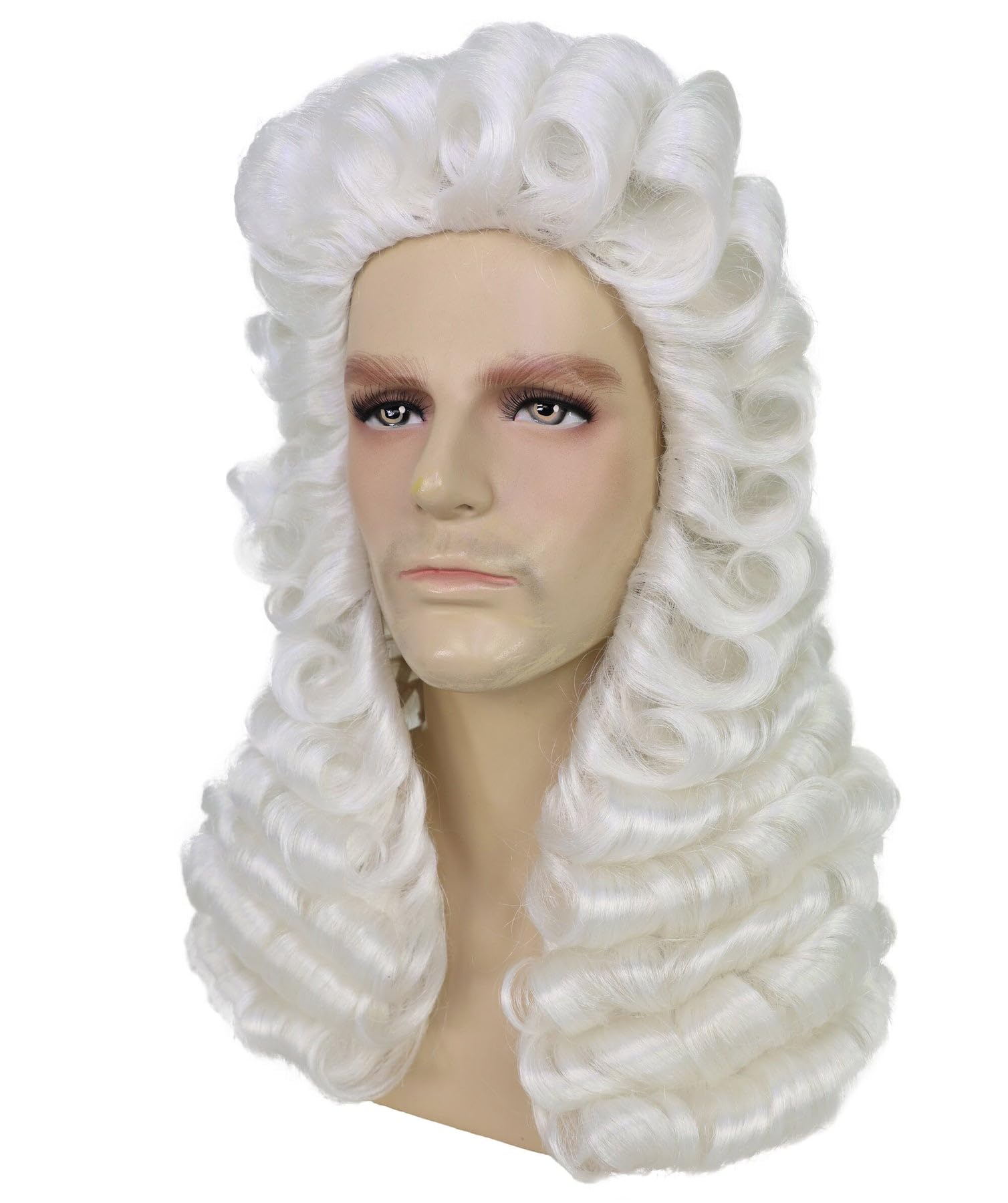 HPO White Judge Wig - Classic Wavy Costume Hairpiece for Courtroom Historical, Cosplay & Halloween Costume Wigs - Image 2