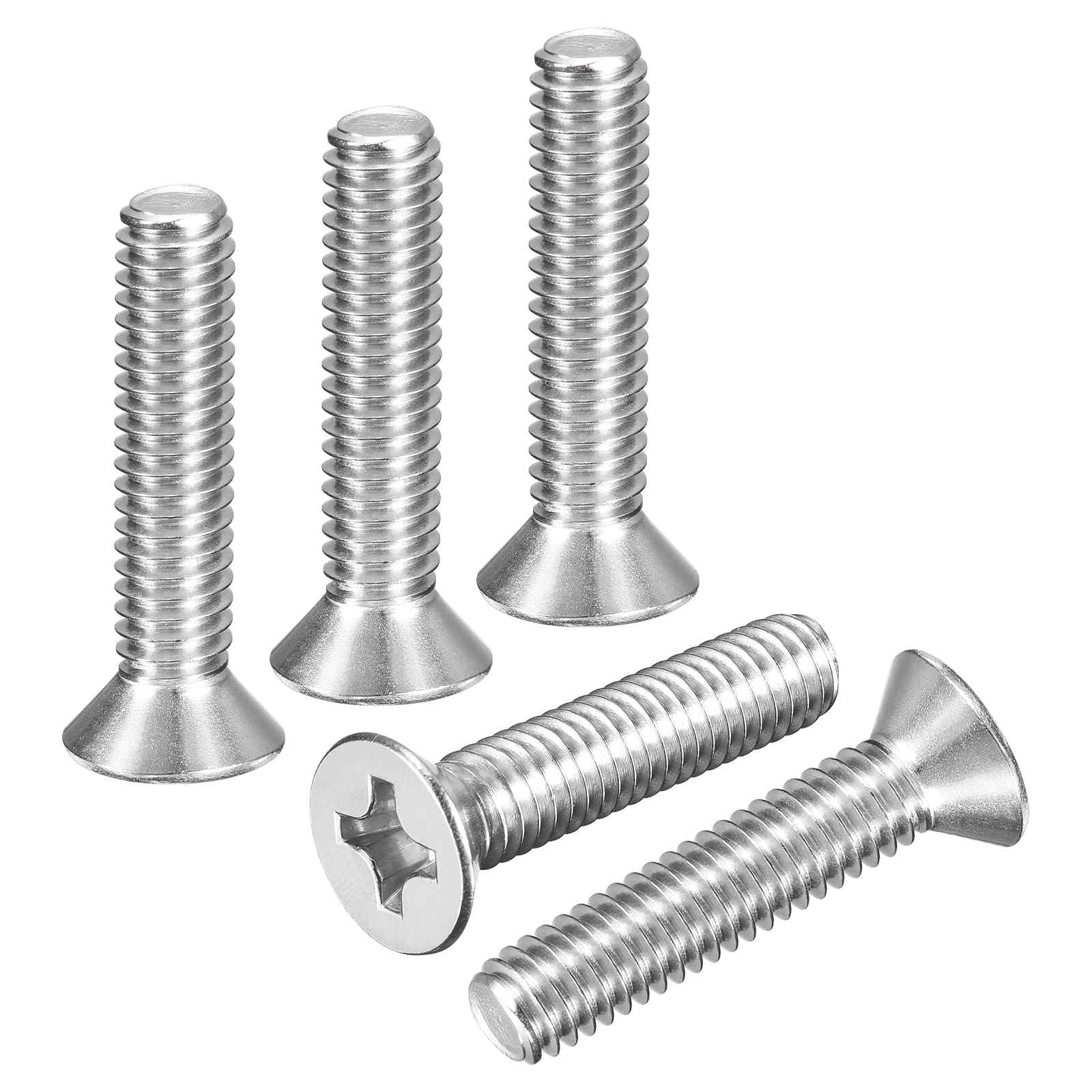 DTGN 5/16"-18x1-1/2" Phillips Countersunk Bolts 304 Silver 6pcs — image 1