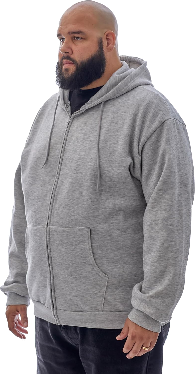 JC DISTRO USA-made Men's Big Size Mid-Weight Fleece Hoodie & Crewneck Sweatshirt, Big2XL - Big7XL