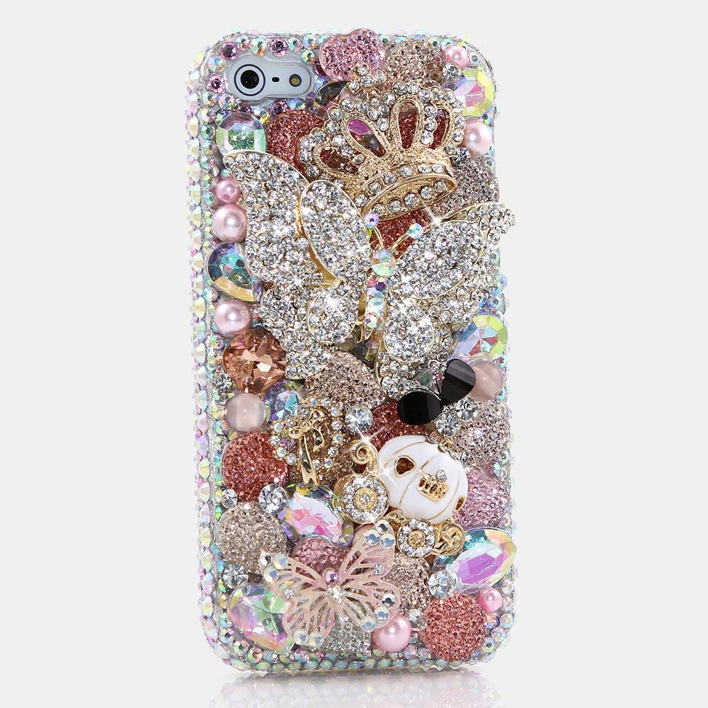 iPhone 6S Bling Case, iPhone 6 Case - LUXADDICTION® [Premium Quality] 3D Handmade Crystallized Bling Case Swarovski Crystals Diamond Sparkle Large Diamond Butterfly Carriage Cover for iPhone 6 / 6S