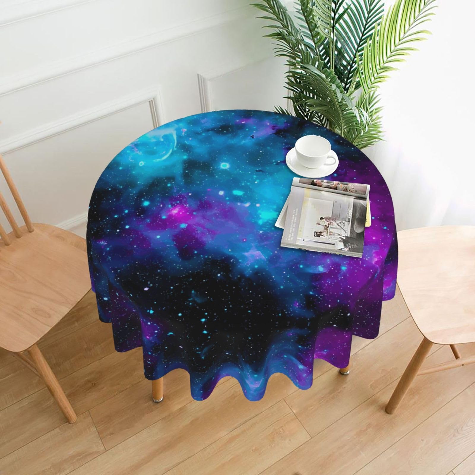 hhxvcv Purple Star Sky Round Tablecloth – Dining Table Cover