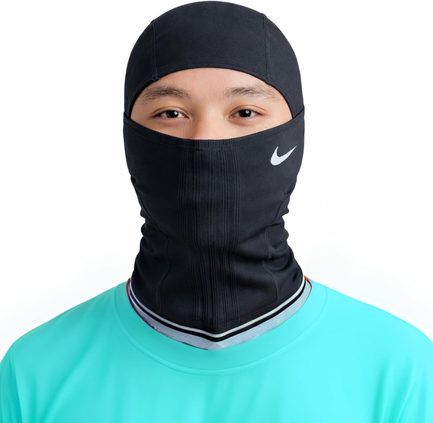 Nike Knit Hyperwarm Hood Unisex – Stylish Striped Knit Thermal Balaclava Face & Neck Warmer for Winter Runs, Rides & Commutes - Image 5
