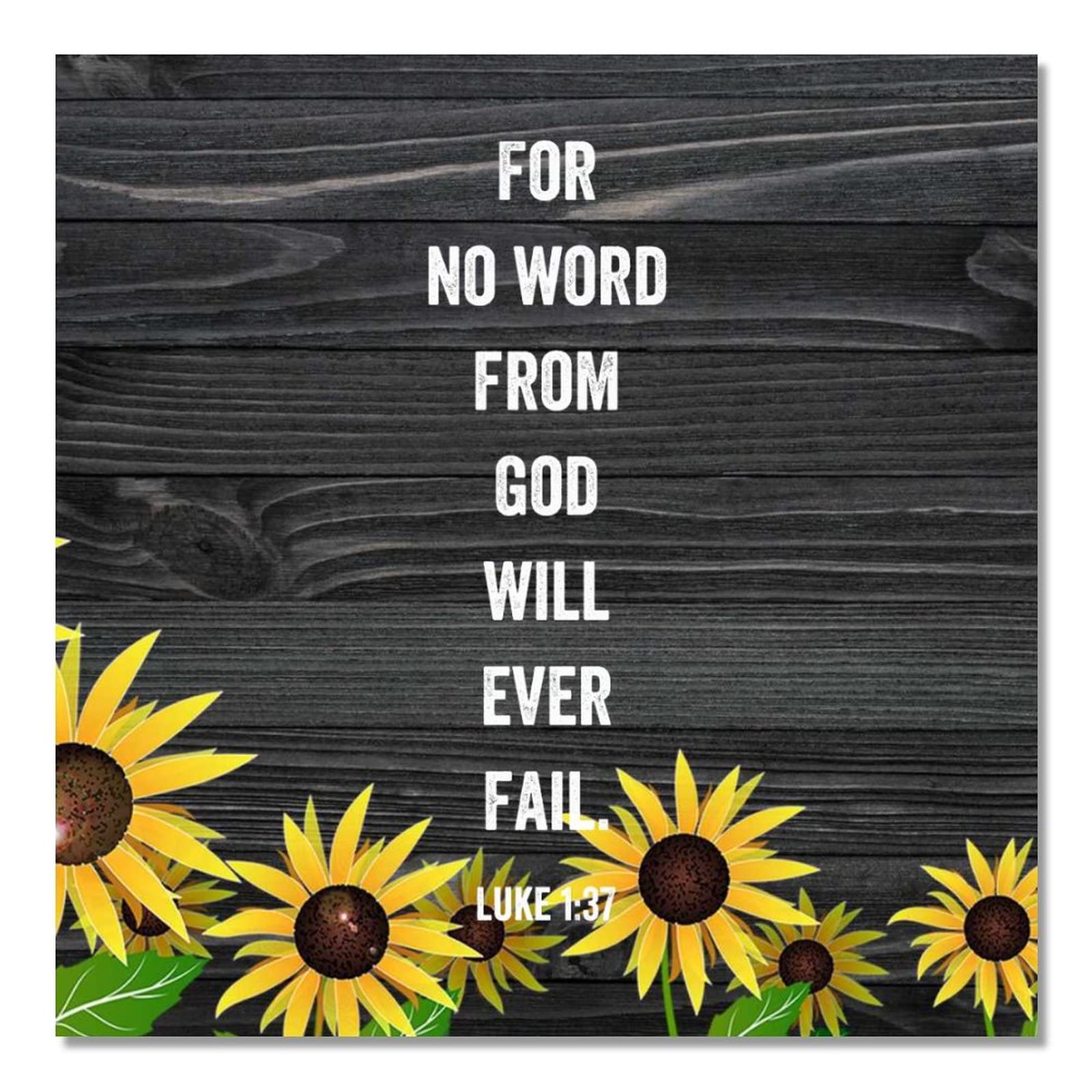 Panneau de tournesol rétro en bois 40x40 cm avec citation biblique pour mur