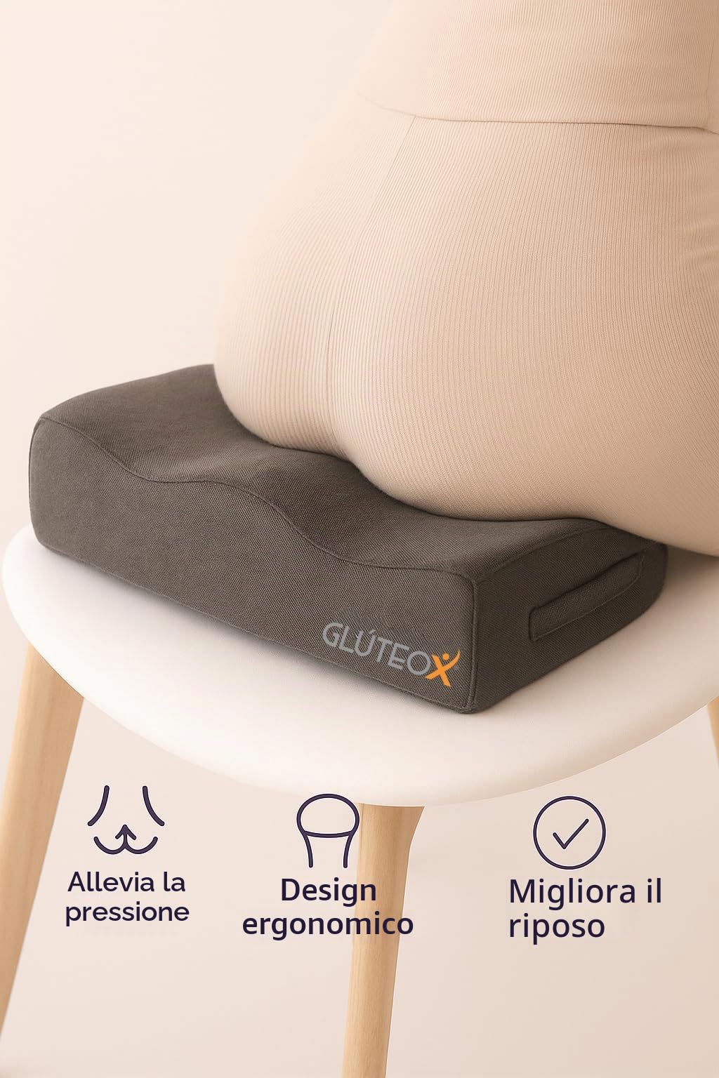Cuscino per glutei – Cuscino ergonomico per silhouette definita e posizione BBL – Ideale per esercizi, yoga e pilates – Comfort e stile a casa, ufficio o auto – Made in Spagna