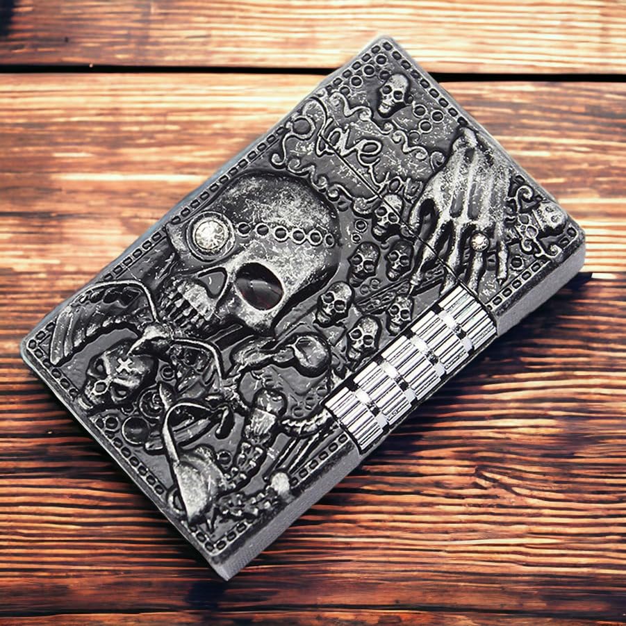 Encendedor metálico con diseño de calavera recargable miniatura 7