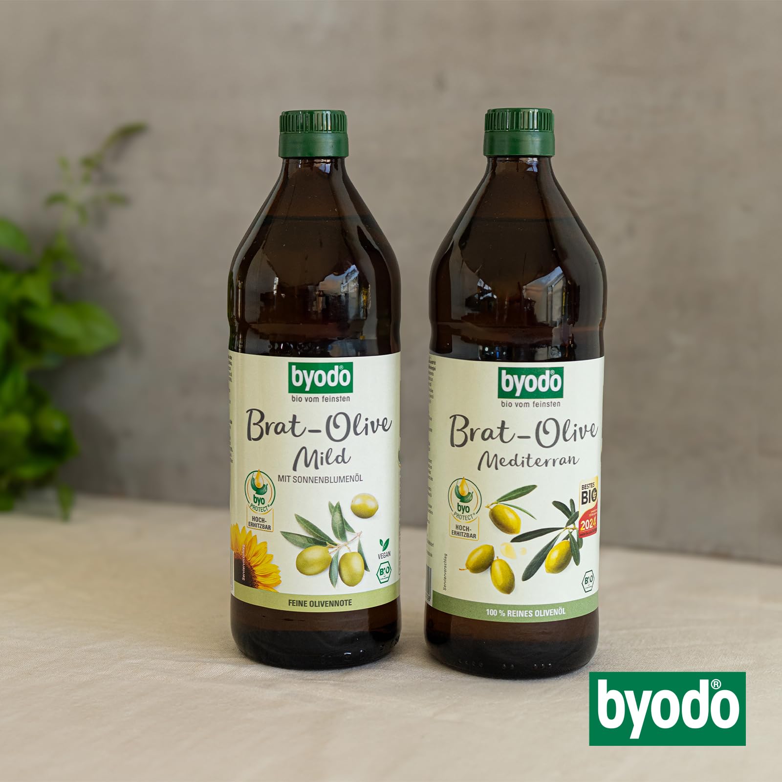 Brat-Olive Mediterran Bio-Olivenöl von Byodo – Hocherhitzbar zum Braten, Grillen & Frittieren, 6 x 0,75 l Flasche, Vegan, Mediterraner Geschmack, Vielseitig einsetzbar