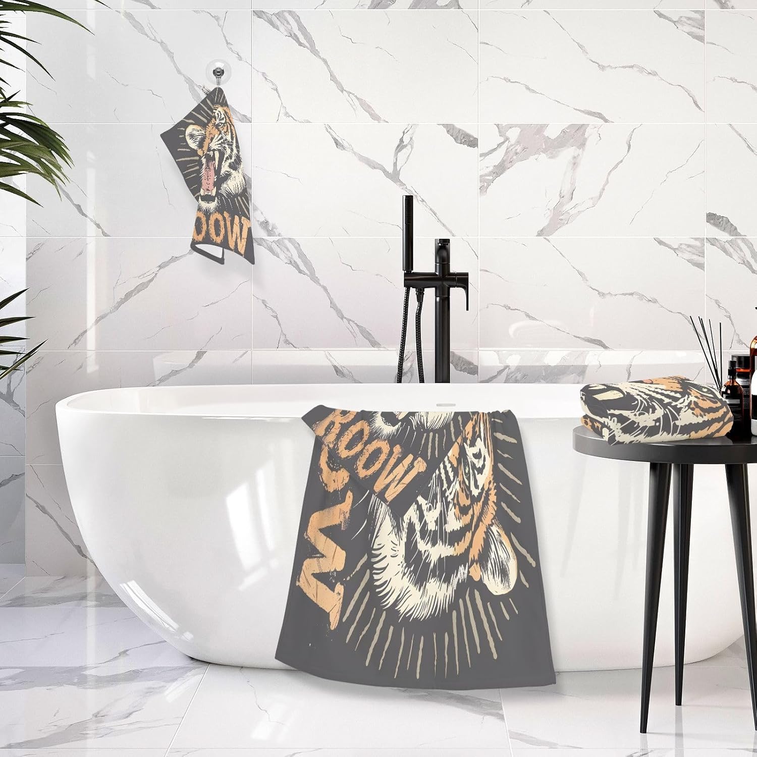 Hand Towels Premium Soft and Highly Absorbent Cute Tiger 2 Pcs Towels for Bathroom Set 100% Cotton Decorative Face Towels