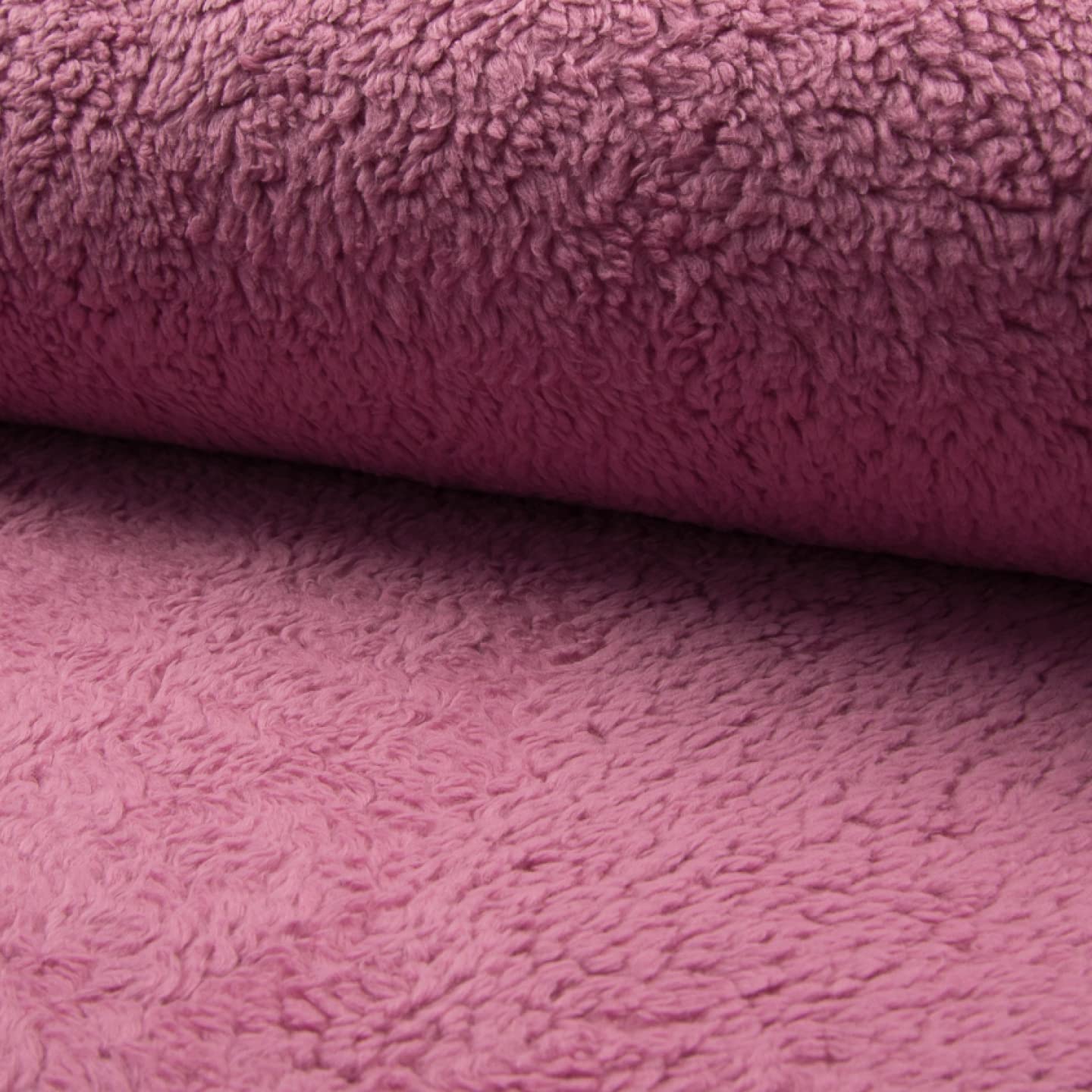 Cotton Teddy Sherpa Fleece Fabric Material - Old Pink, 1Mtr 150cmx100cm