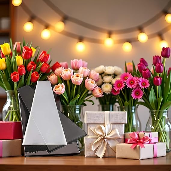 100 Pcs Transparent Flower Packaging Bags,Clear Plastic Flower Bouquet Bag Sleeve Rose Packaging Gift Wrap Cellophane for Valentine's Day, Gift Wrap Cellophane Bags