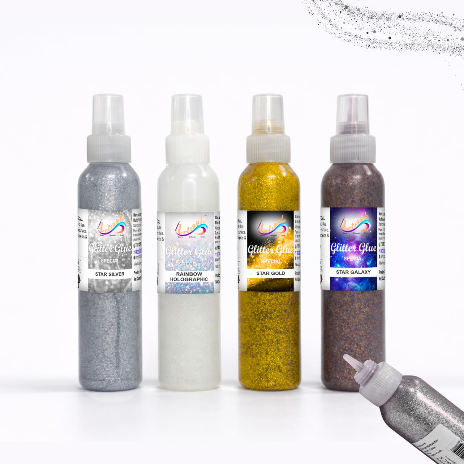 Glitter Glue (Special Color) | 4 x 40ml Sparkle Glue | Best Multi-Surface Craft Glue for Lippan Art, Fabric, DIY Decoration | Non-Toxic Art & Craft Supplies for Kids & Artists-image-8