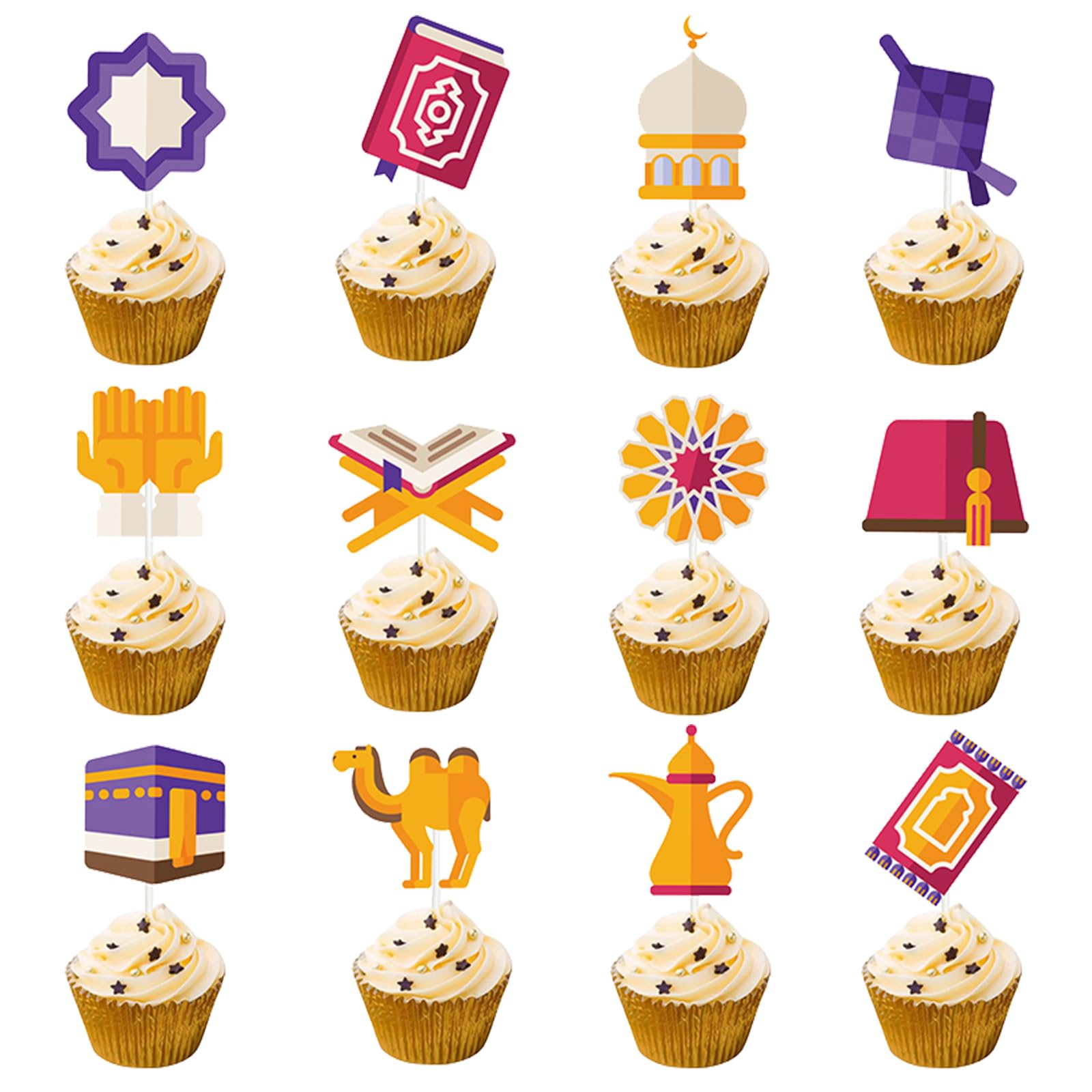 Bekecidi Eid al-Fitr Cake Toppers Account Creative Colour Conclusions Decorating Pack of 24