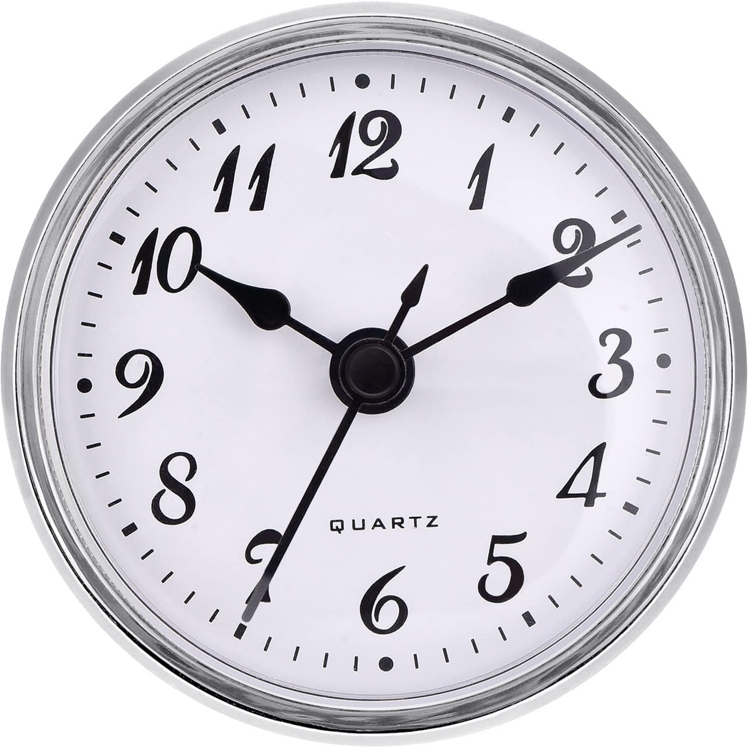 Hicarer 2.8 Inch/ 70 mm Quartz Clock Insert, Gold Trim, Arabic Numeral, Quartz Movement (Silver Trim)