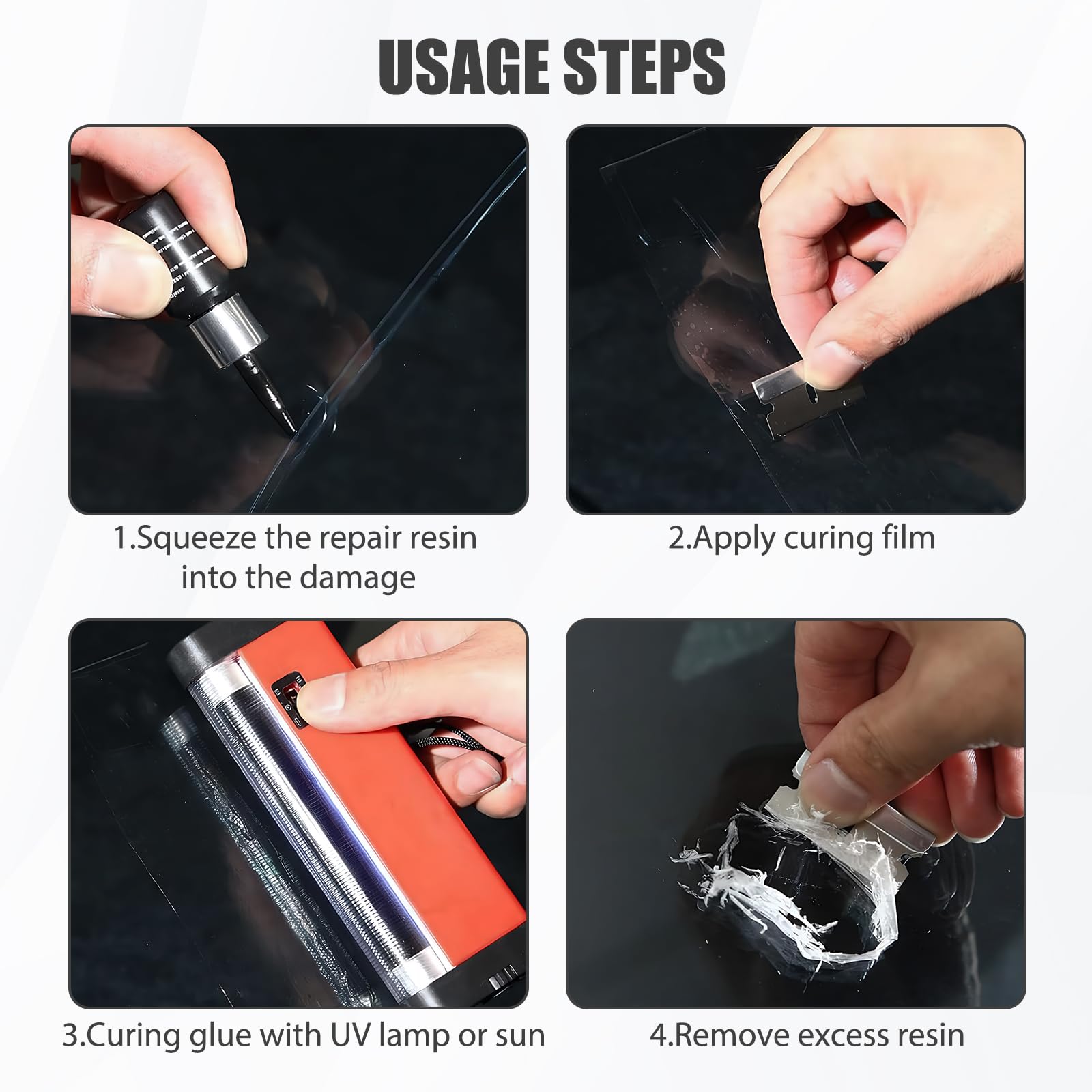 8 Articoli Kit Riparazione Parabrezza Auto Kit Riparazione Vetro Auto Colla Per Vetro Colla Parabrezza Alta Efficacia Lunga Durata Buona Penetrazione Facile Da Usare Ripristina Una Visione Nitida