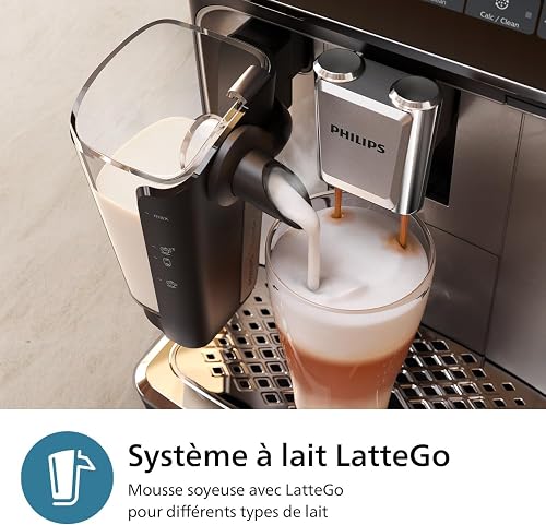 Philips 3300 Series Bean to Cup Coffee Machine – 6 Hot & Iced drinks, LatteGo Milk Frother, Fastest-to-Clean, 40% Quieter, Ceramic Grinder, Fully Automatic Espresso & Cappuccino maker (EP3347/90) - 5