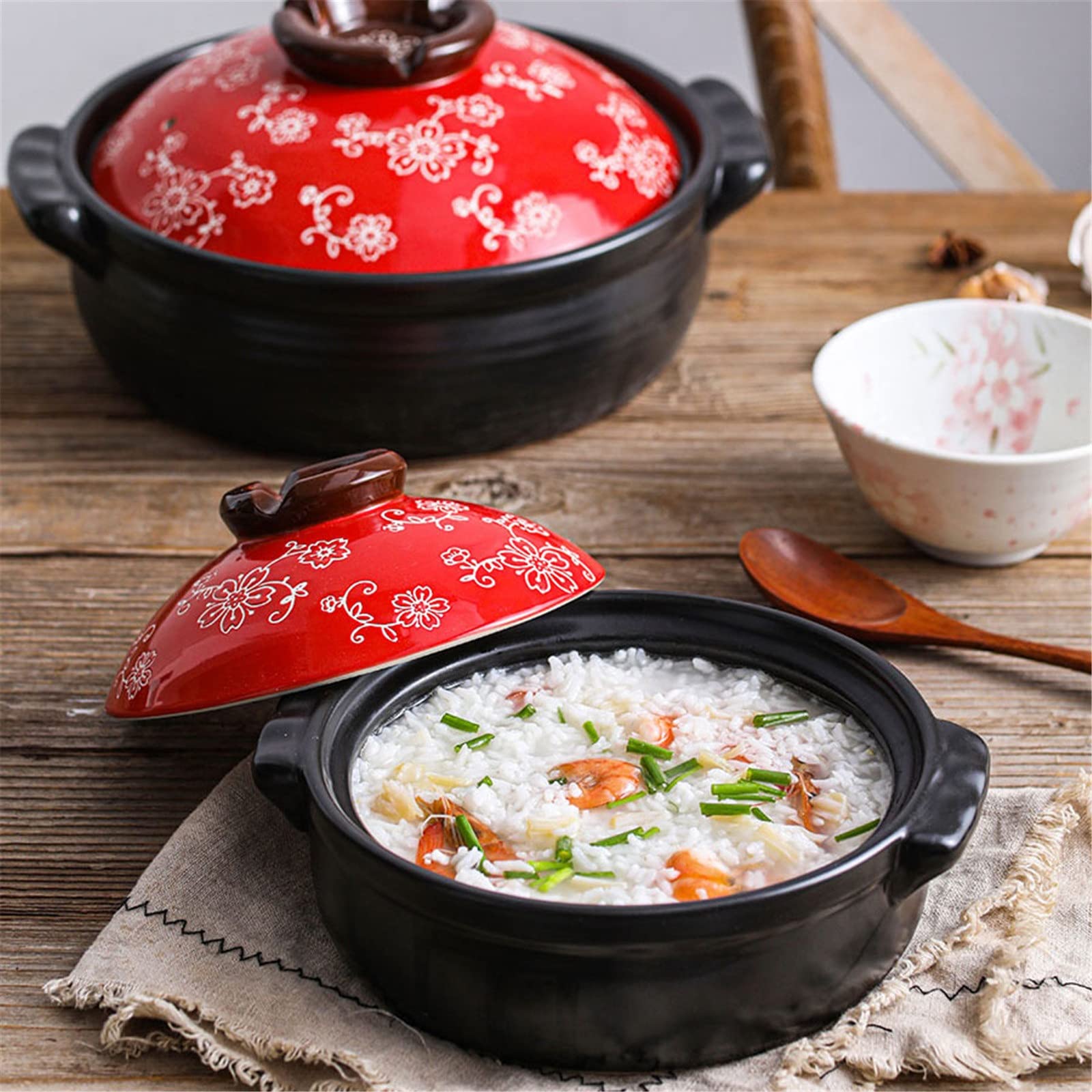 Wangsdjy 2.6 Quart Ceramic Casserole- Heat-Resistant Round Stew Pot, With Lid Donabe Clay Pot For Cooking Bibimbap, Soup, Oats, Gruel, Rice, Stew, Casserole - Oven & Stovetop Safe, Durable Ceramic Cookware