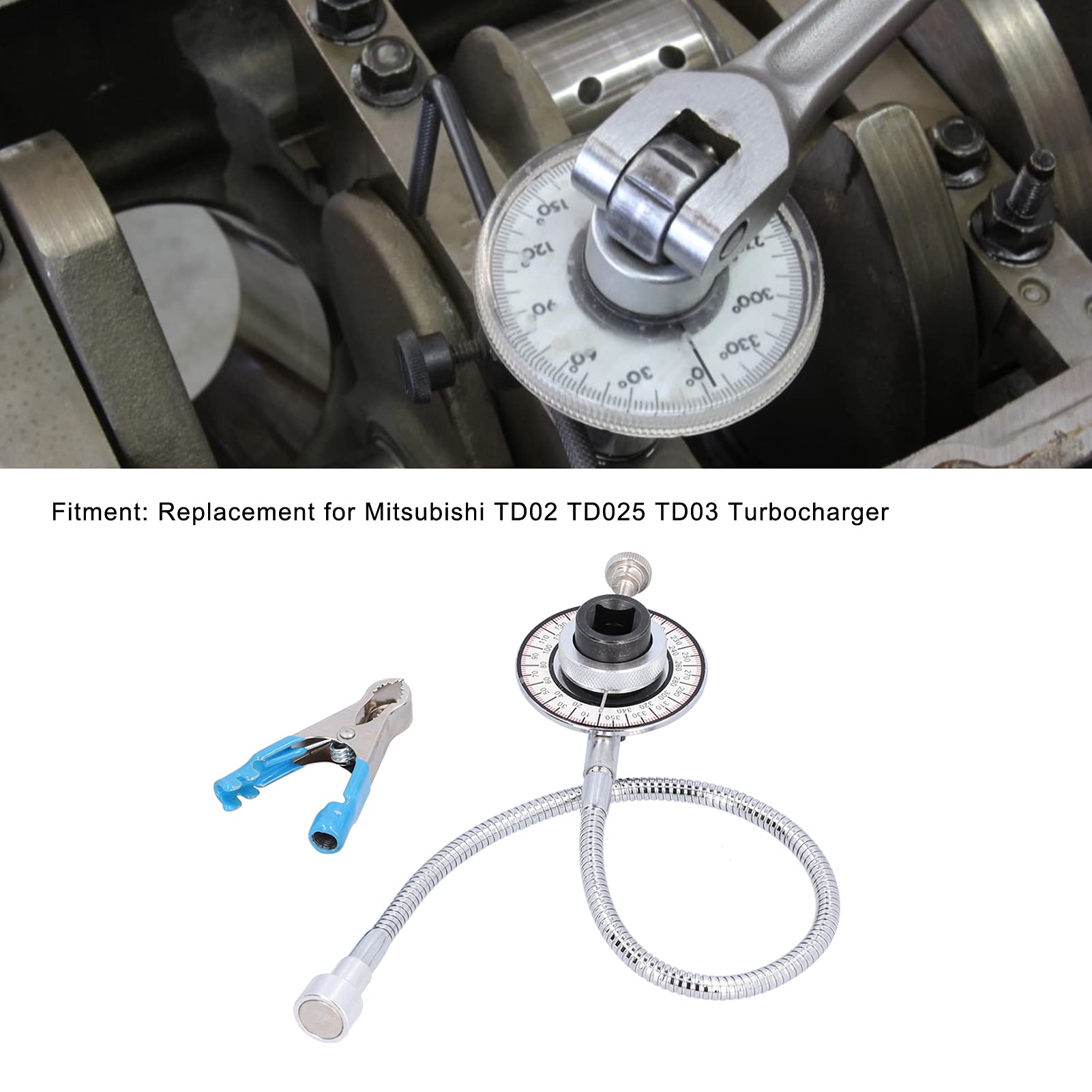 Misuratore Angolare di Torsione 360°, Braccio Flessibile con Quadrante Preciso 0°-360°, 1/2''