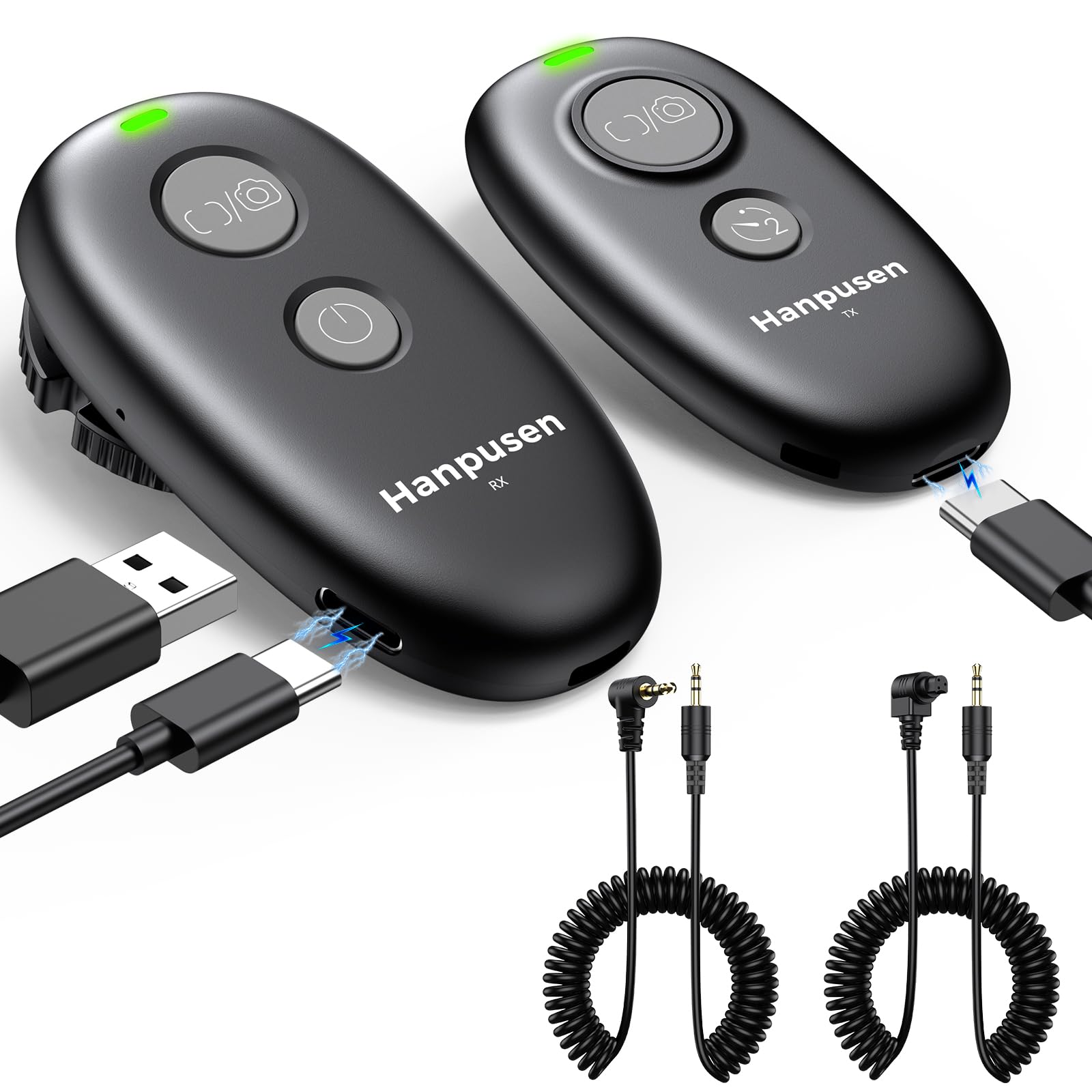 Rechargeable Wireless Camera Remote Control for Canon Rebel T7, R6 Mark II, T6, T5, 850D, R5, R6, R7, R10, R50 V, R100, R3, R5 C, R8, R5 Mark II, R1,1DX Mark III, Upgrade Hanpusen Shutter Release