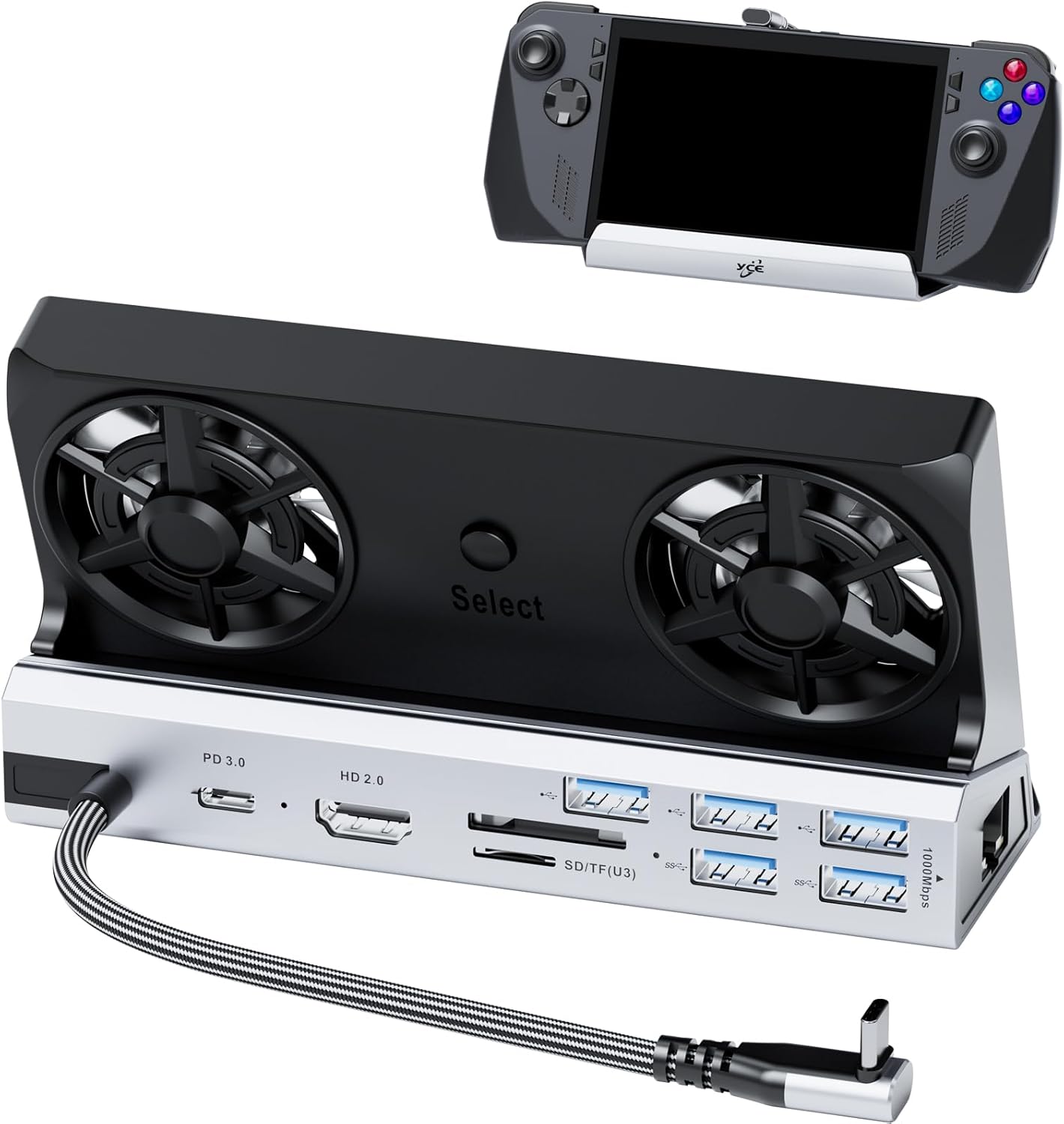 Dual Cooling Fans 12 in 1 Steam Deck Docking Station with 4K@60Hz 2.0,6 USB Ports,1000Mbps,USB-C 100W PD,40Gbps Adapter for Steam Deck/Rog Ally/Switch/Legion Go