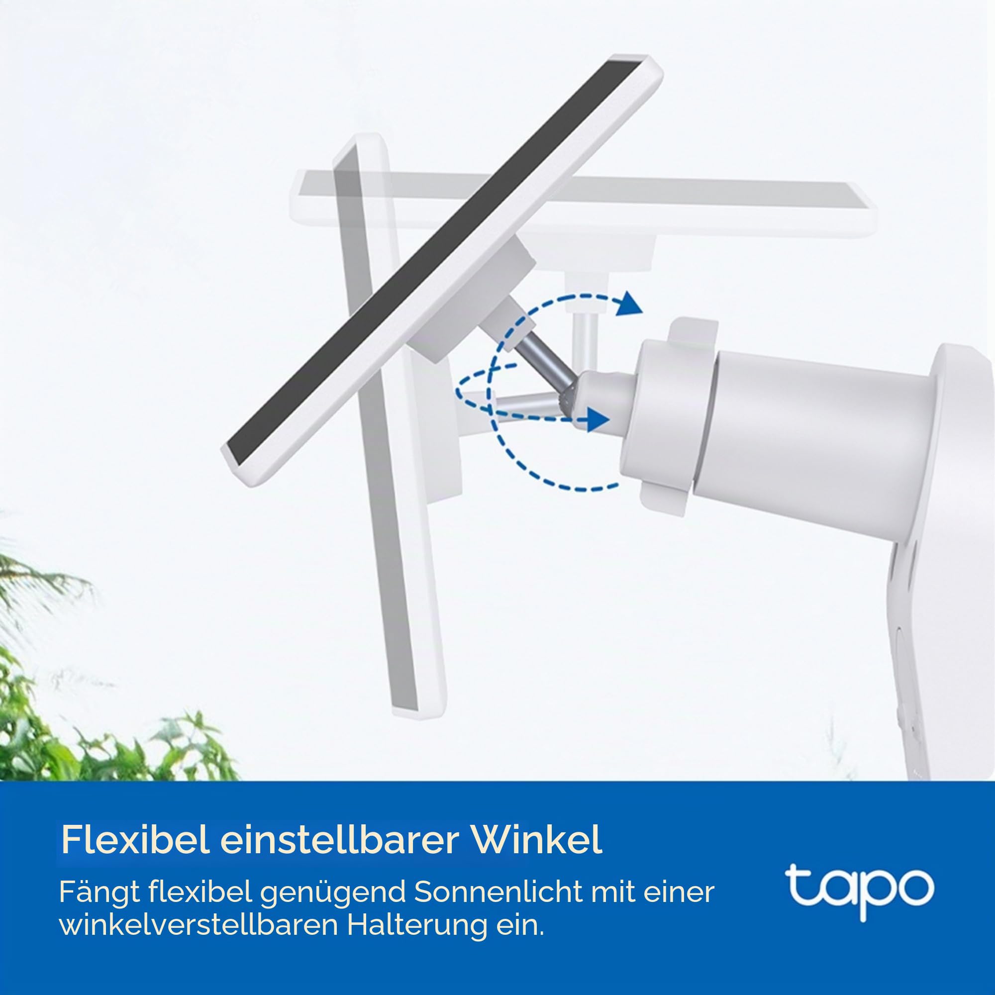 Tapo Solarpanel - Flexibel Installiert Mit Winkeleinstellung, Hocheffiziente 45-Min-Solarladung für Ganztägigen Gebrauch, IP65 Wetterfest, Funktioniert Mit Allen Batteriebetriebenen Kameras
