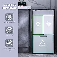 Vista 3 de ELPHECO Stainless Steel Kitchen Trash Can 13 Gallon Motion Sensor Kitchen Garbage Bin with Silent Close Lid, 3 Removable Plastic Inner Buckets