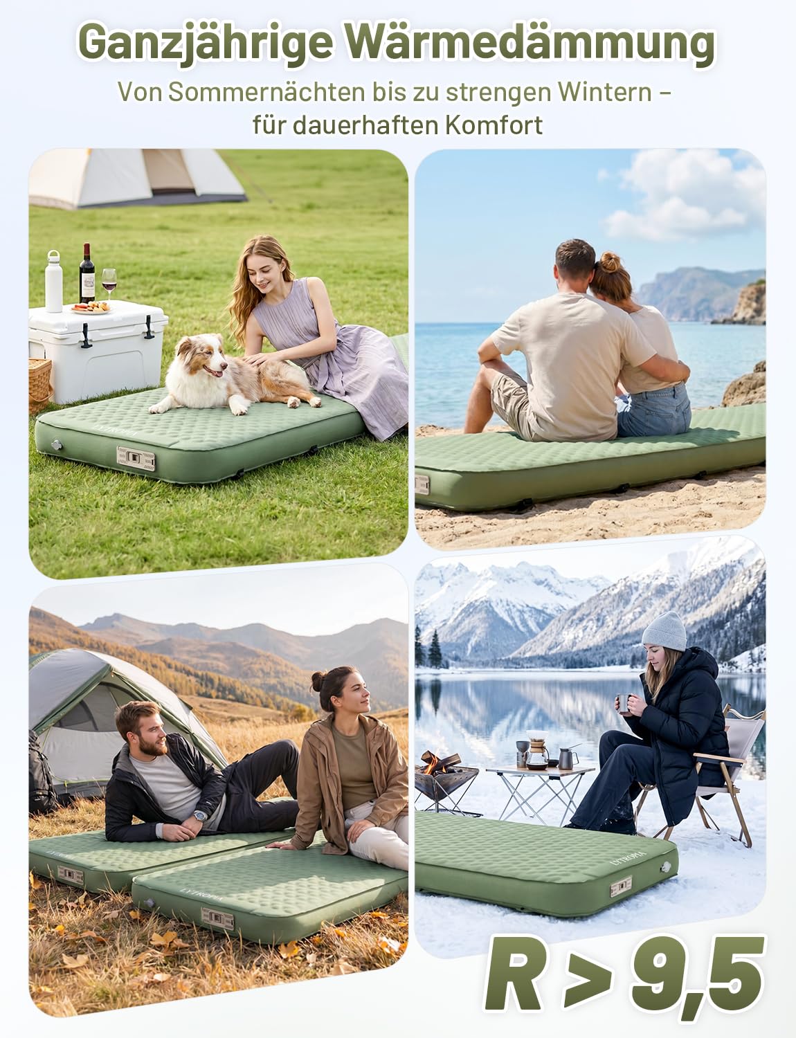Isomatte Selbstaufblasend aus Schaumstoff mit Eingebaute Elektrische Pumpe, 10CM Dicker luftmatratze Camping Aufblasbar, Selbstaufblasbare Luftmatratze für Camping, Strand,Outdoor, Zelt, Auto