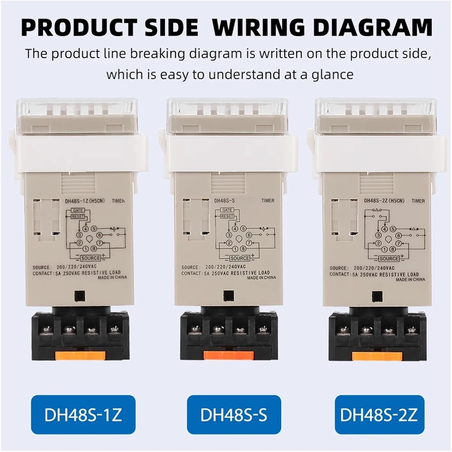DH48S-2Z DH48S-1Z DH48S-S Digital Timer Time Relay Switch Power On Delay AC110V 220V DC 12V 24V with Relay Base DH48S(DH48S-S,AC DC 24V)
