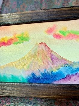 Amazon.co.jp: 開運絵画 金運絵画 レインボー レインボー富士 虹