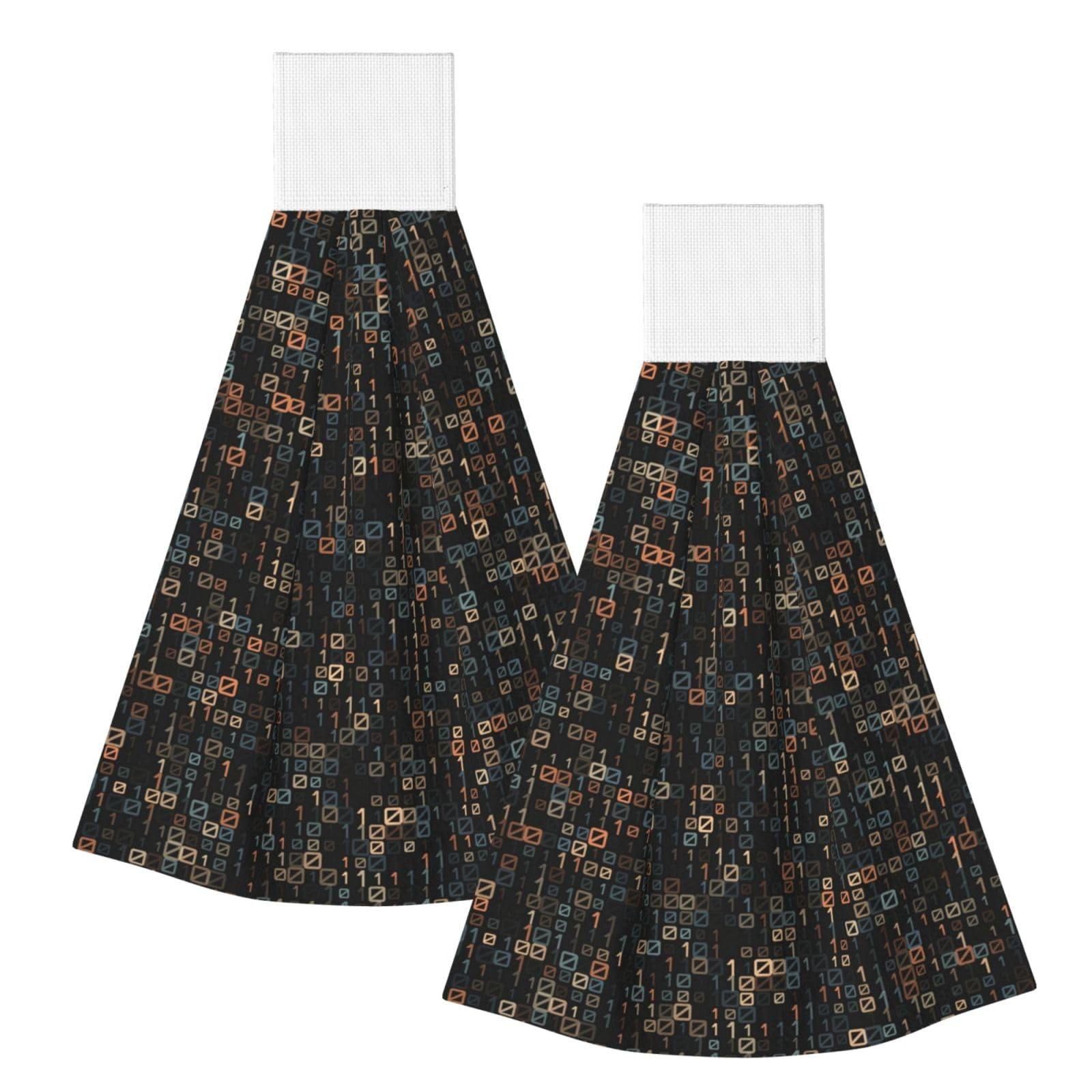 DOPKLNA Programmer Computer Code, 2 Pcs Hanging Coral Fiber Hand Towels for Bathroom, Absorbent Kitchen Towels