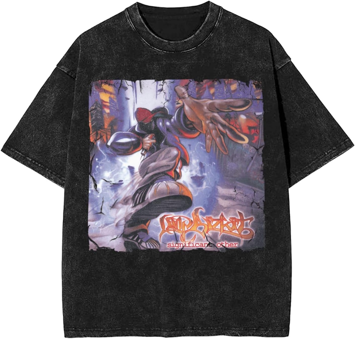 AMALUXMens Y2k Vintage Short Sleeve Shirts Streetwear Tops Tshirt Unisex Oversized Graphic Tees