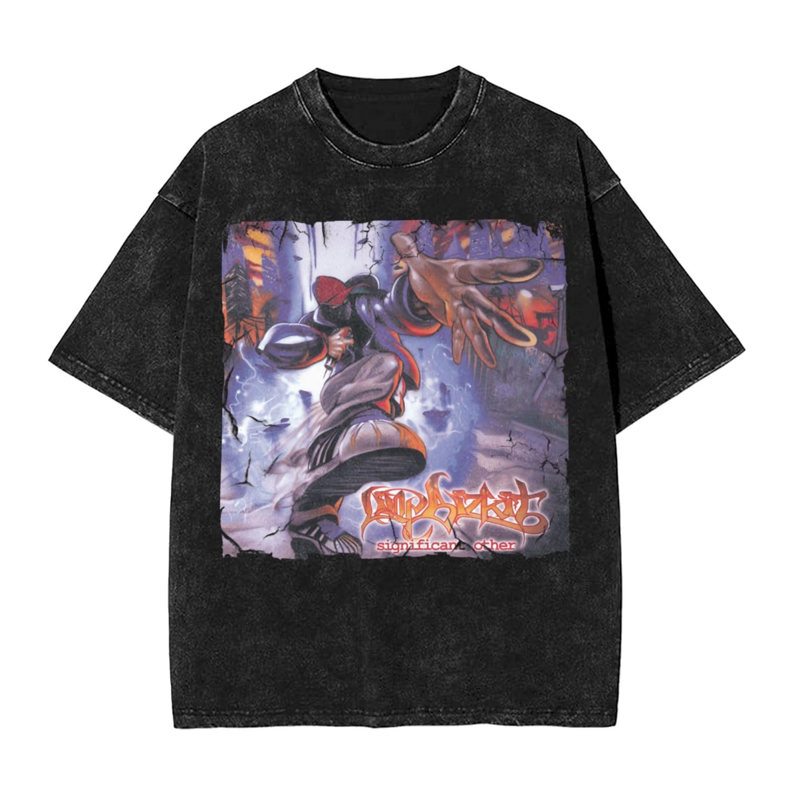 AMALUXMens Y2k Vintage Short Sleeve Shirts Streetwear Tops Tshirt Unisex Oversized Graphic Tees